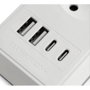 Orbegozo Regleta con interruptor 3100 3 tomas de corriente 2 USB 2 USB tipo-C cable 1.4m blanca